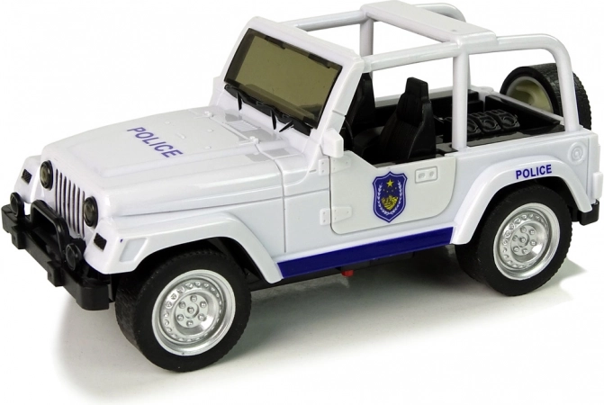 terénní policejní auto bílé s efekty a natahovacím pohonem