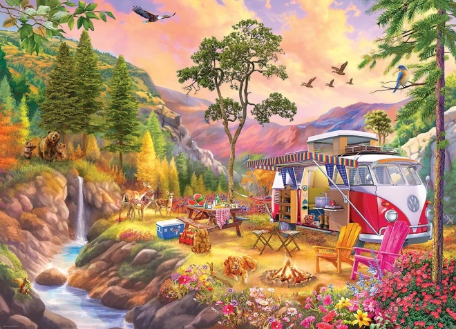 EUROGRAPHICS puzzle s motivem VW Bus – ráj pro táborníky 1000 dílků