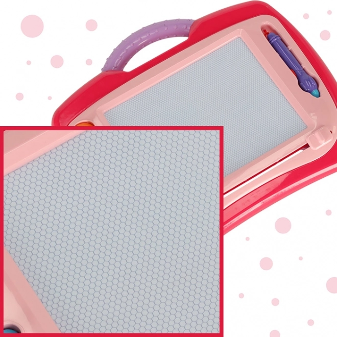 Dětská magnetická kreslící tabule s razítky růžová XL