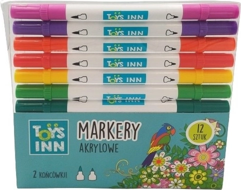Akrylové markery s dvojitou špičkou, sada 12 kusů