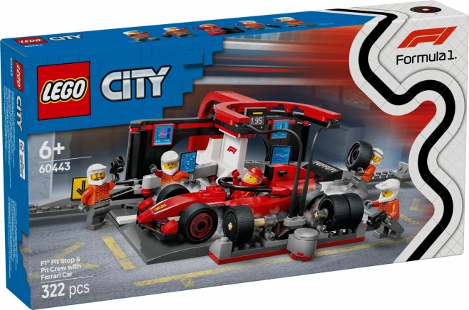 LEGO City 60443 Zastávka v boxech F1 s mechaniky a vozem Ferrari