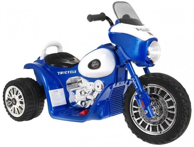 Dětská motorka baterie Chopper + 3 kola + zvuky + LED světla – Modrá