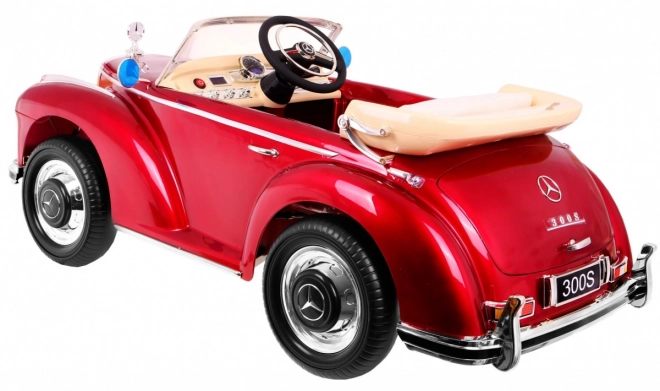 Mercedes Benz 300S Retro pro děti Červený lak + dálkové ovládání + EVA + pomalý start + LED MP3