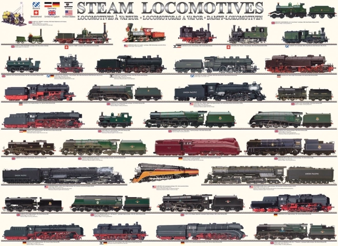EUROGRAPHICS Puzzle Parní lokomotivy 1000 dílků