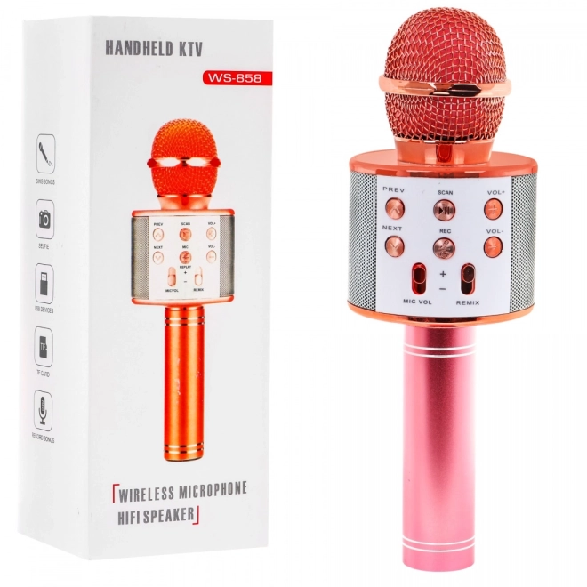 Karaoke mikrofon s reproduktorem – Růžovo-zlatý