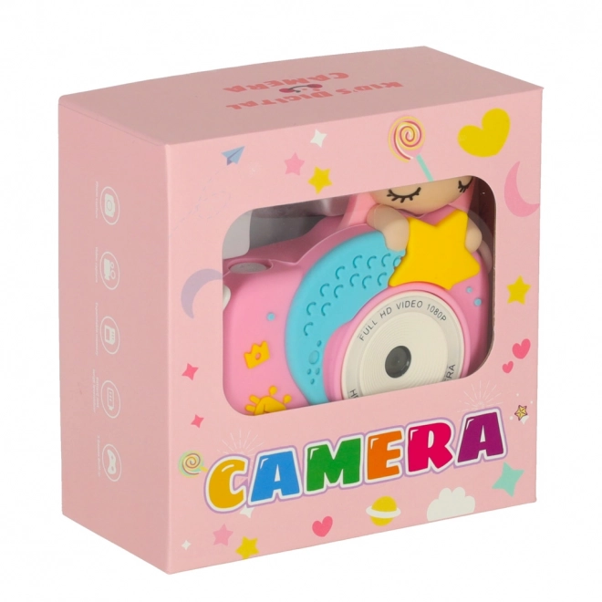 Růžový digitální fotoaparát pro děti