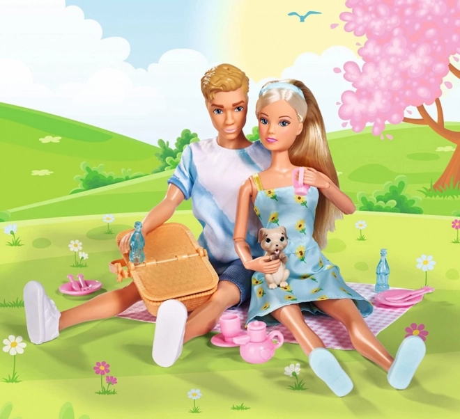 Lalky Steffi a Kevin na pikniku