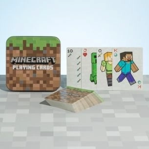 Hrací karty s motivem Minecraft v plechové krabičce