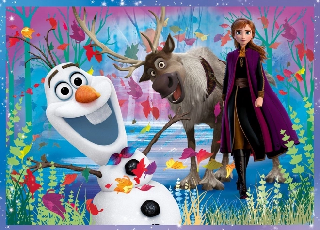 Puzzle 4v1 Ledové království II/Frozen II  v krabici 28x28x6cm