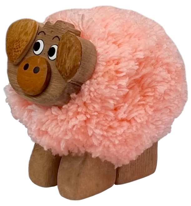Dřevěná figurka s bambulí - prase