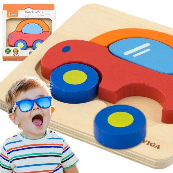 Viga první dřevěné puzzle pro děti auto