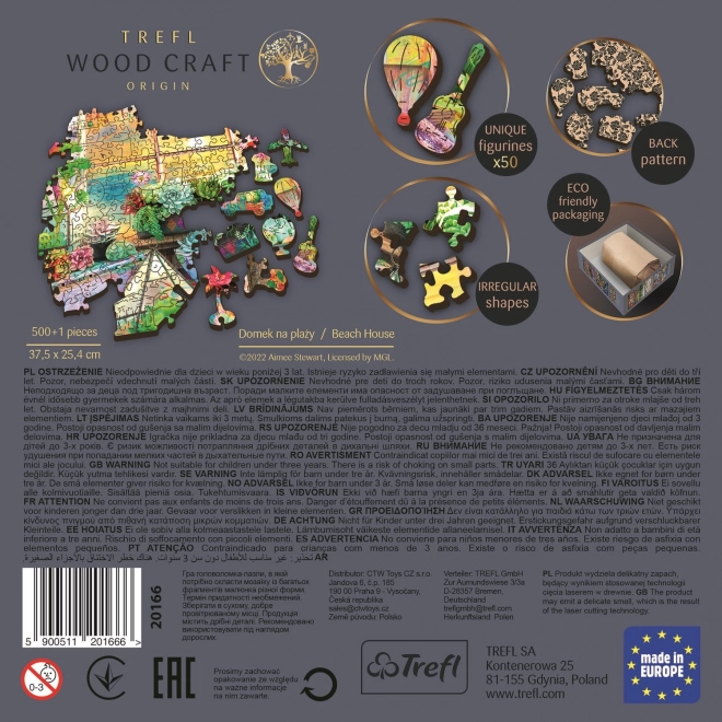 Skládací puzzle TREFL Wood Craft Origin Plážový domek 501 dílků