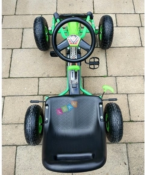 Pedálová vzduchová motokára + Nafukovací pneumatiky + Nastavitelné sedadlo – Zelená