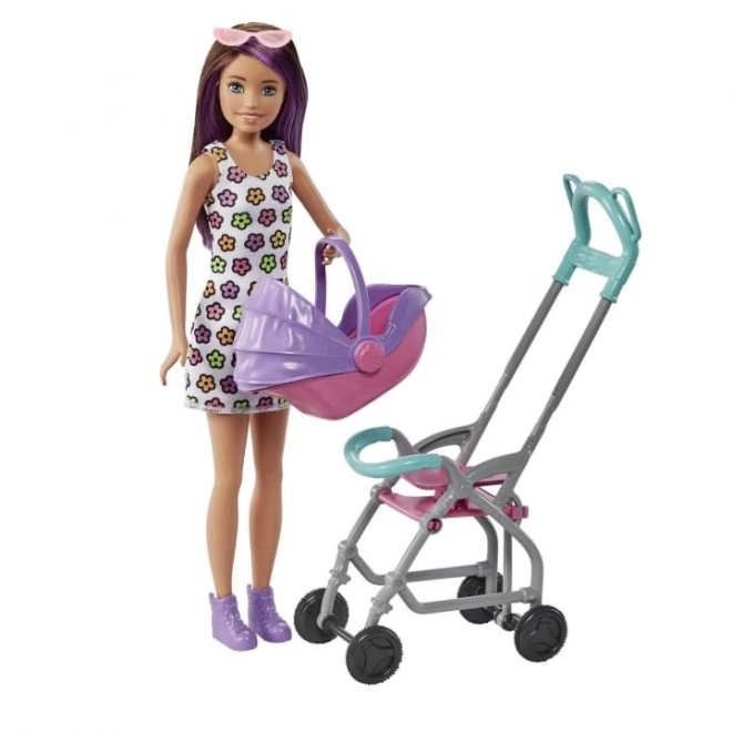 Panenka Barbie Chůva Skipper Kočárek + sada pro miminko