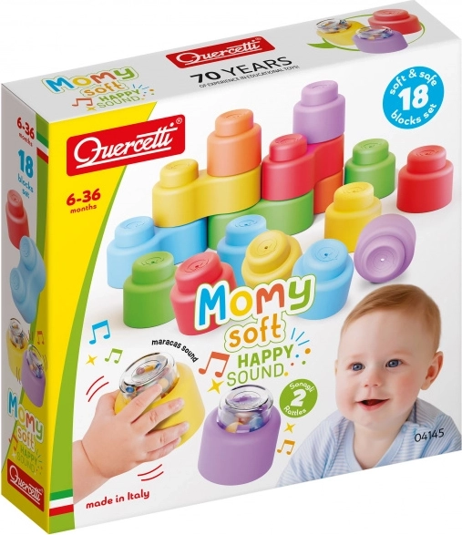 Momy měkké barevné kostky a zvukové chrastící kostky - 18 ks