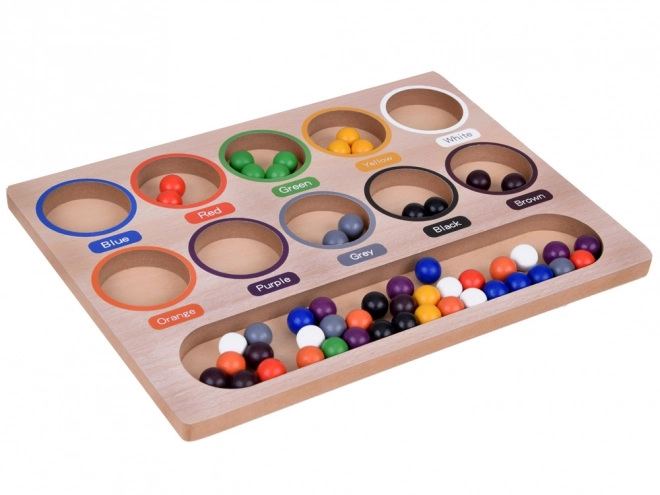 Dřevěná edukační mozaika Montessori - barevné kuličky a sorter