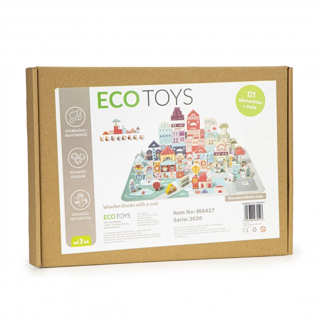 ECOTOYS Dřevěné kostky Město