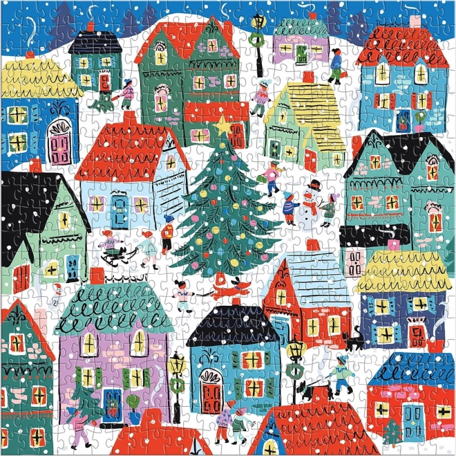 Čtvercové puzzle Vánoce ve vsi 500 dílků
