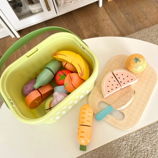 Dřevěný set na krájení potravin Tooky Toy