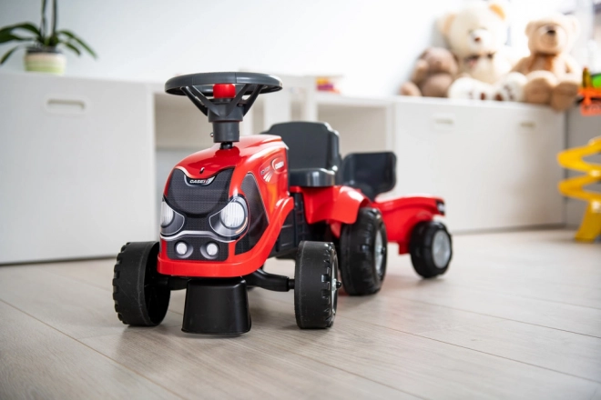Jezdící traktor Baby Case IH červený s přívěsem