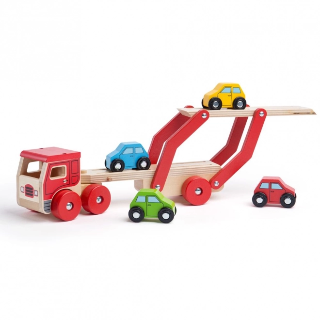 Dřevěný kamion s auty od Bigjigs Toys