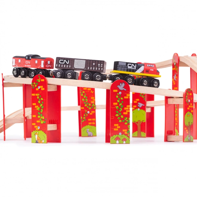 Bigjigs Rail víceúrovňová dřevěná kolejová stavebnice