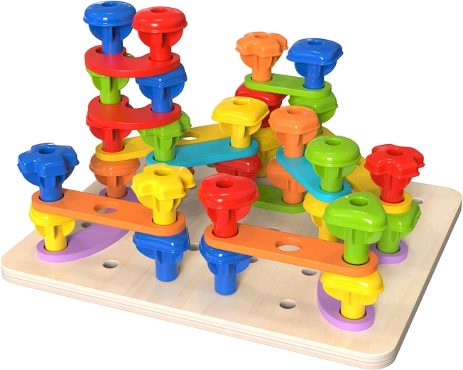 Tooky Toy víceúčelová tabule s barevnými šroubky pro učení tvarů