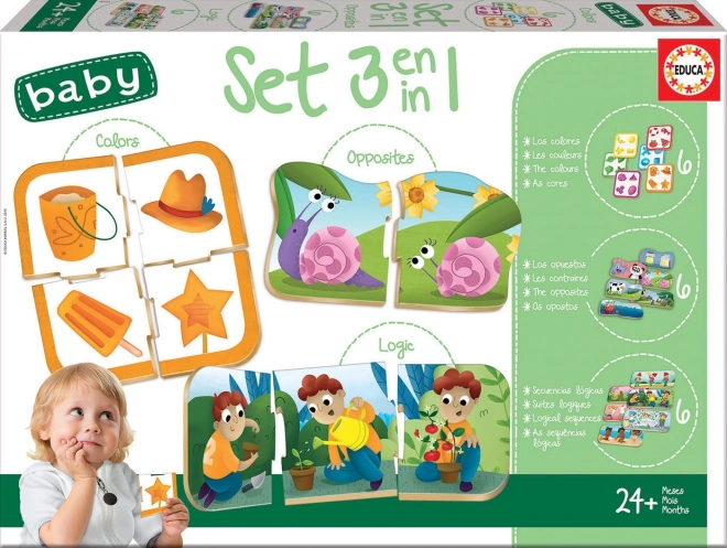 Educa Dětské puzzle set: Barvy, Posloupnost a Protiklady 3v1