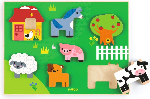 Dřevěné vkládací puzzle Farma