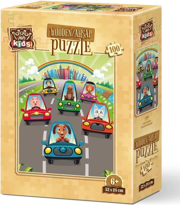 Art Puzzle dřevěná skládačka Roztomilí řidiči 100 dílků