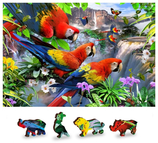 Dřevěné puzzle Ostrov papoušků