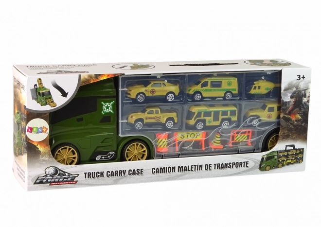 Zelený transportní náklaďák na autíčka