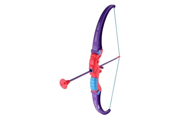 Luk 56cm + šípy s přísavkami 3ks plast + terč růžovofialový v krabici 58x22x5cm