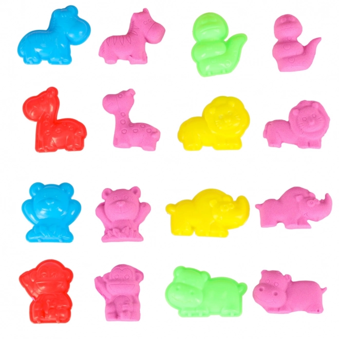 Kinetický písek béžový 1 kg s formičkami – Růžový