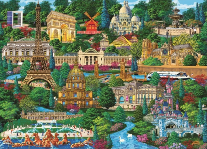Dřevěné puzzle TREFL Slavná místa Francie 1000 dílků