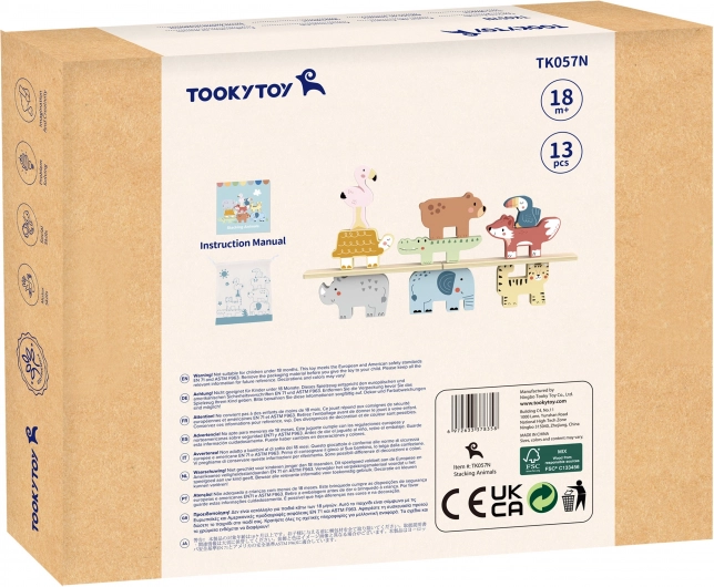 Dřevěné kostky zvířátka Montessori 9 ks od Tooky Toy