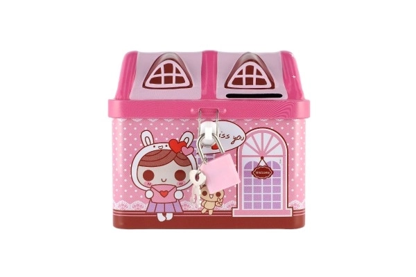 Pokladnička domeček plechová se zámkem 12x11cm
