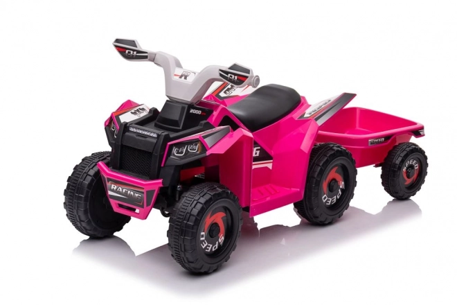 Růžová bateriová čtyřkolka XMX630T s přívěsem
