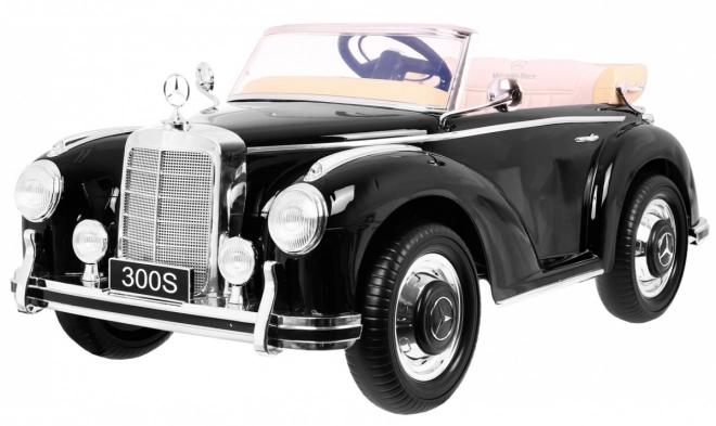 Mercedes Benz 300S Retro pro děti Lak černá + dálkové ovládání + EVA + pomalý start + LED MP3