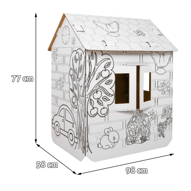 3D Kartonový dům XXL na malování pro děti – S autem