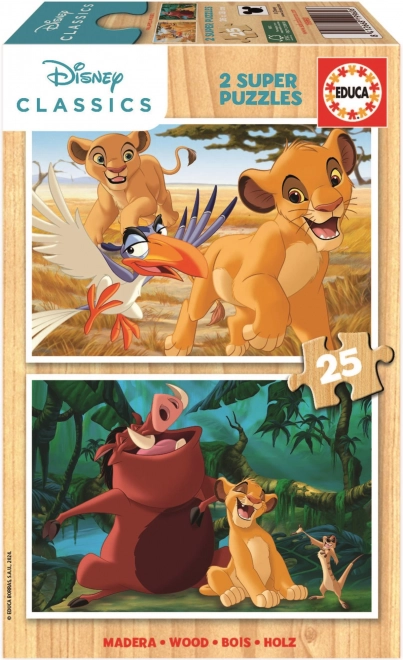 EDUCA Dřevěné puzzle Lví král 2x25 dílků