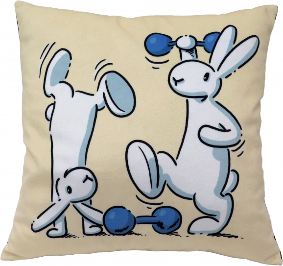 Dětský polštář BOB A BOBEK 30 × 30 cm – motiv činky