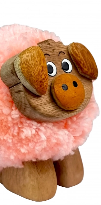 Dřevěná figurka s bambulí - prase
