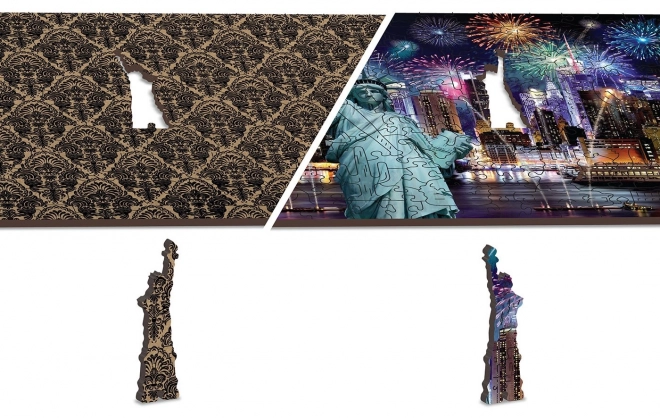 Dřevěné puzzle New York v noci