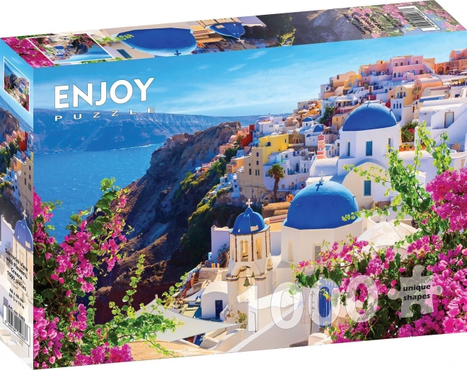Puzzle Santorini s květinami, Řecko 1000 dílků