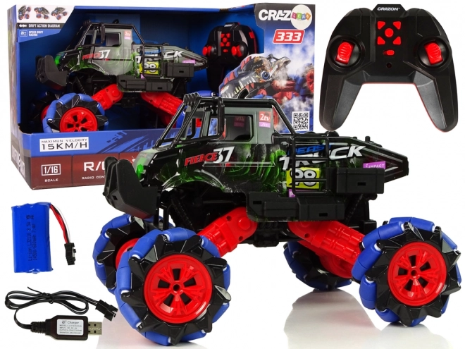 Dálkově ovládané terénní driftovací auto 1:16 2.4G 360stupňové otáčení – zelené