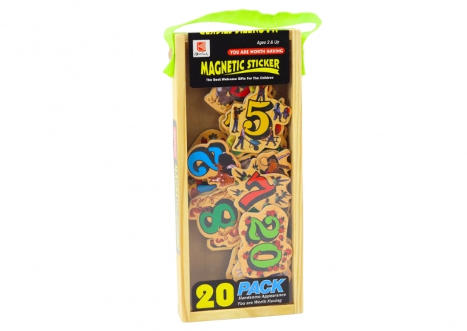 Magnetické dřevěné číslice s obrázky 20 ks