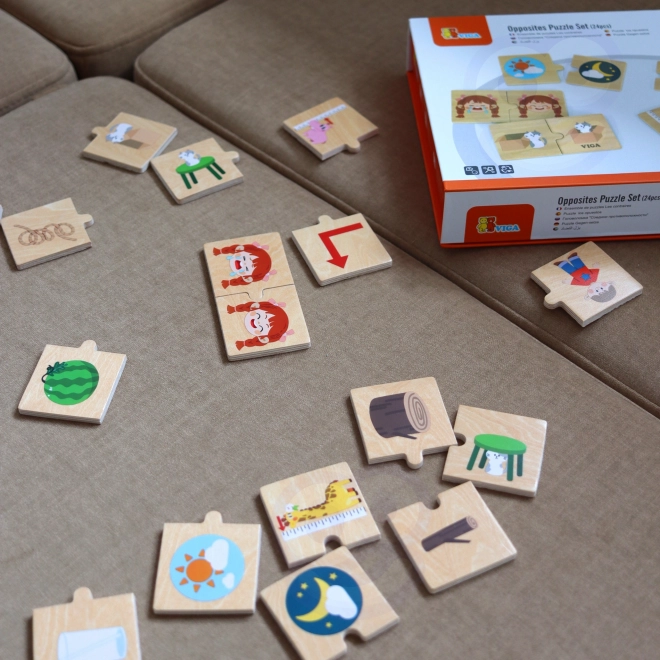 Dřevěné puzzle s protikladnými obrázky VIGA