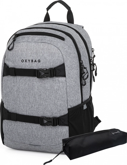 Studentský batoh a pouzdro OXY Sport Šedý Melange