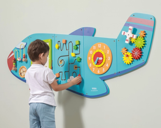 Dřevěná nástěnná senzorická tabule Letadlo VIGA Montessori